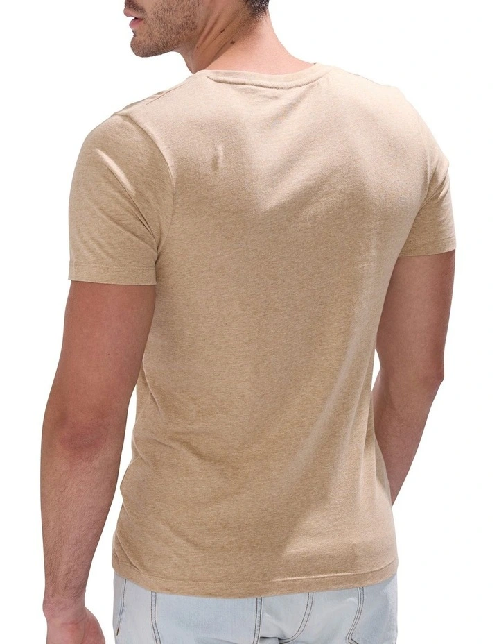 Arnie V Neck T-shirt in Camel Marle image 4