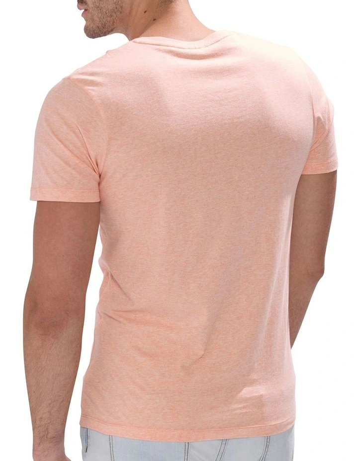 Arnie V Neck T-shirt in Peach Marle image 4