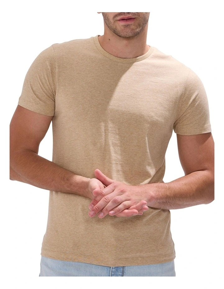 Brando Crew Neck T-shirt in Camel Marle image 1