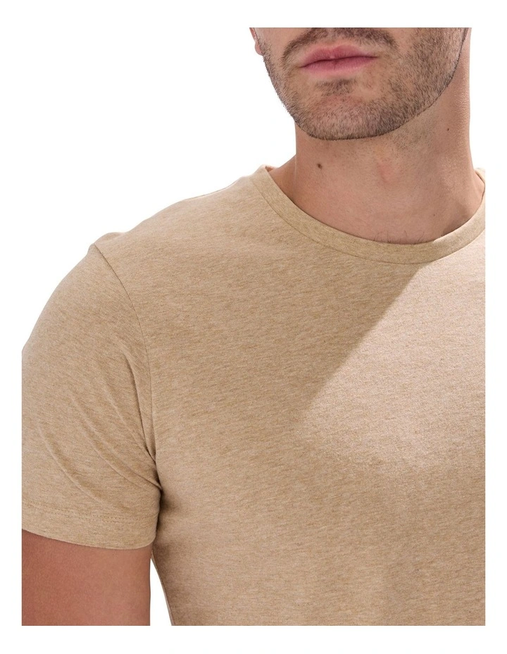 Brando Crew Neck T-shirt in Camel Marle image 3