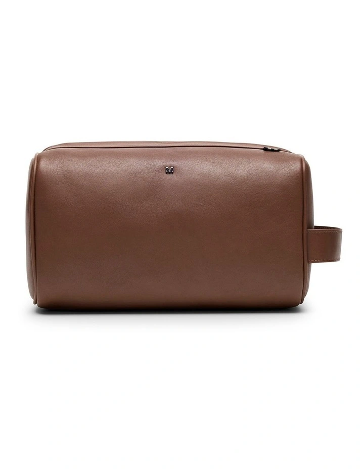 Hayden Leather Washbag in Tan image 1