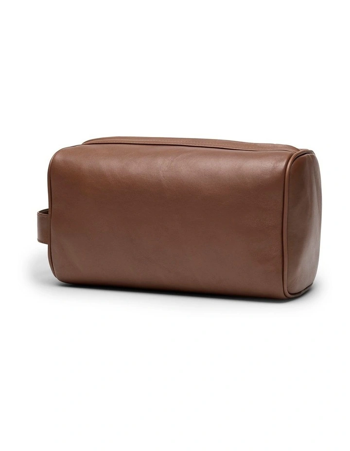 Hayden Leather Washbag in Tan image 2