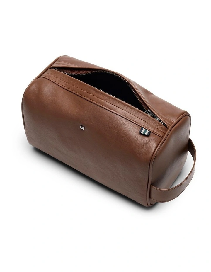 Hayden Leather Washbag in Tan image 3