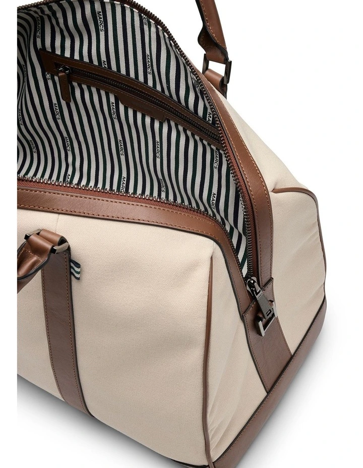 Ryder Leather Mix Holdall in Neutral/Tan image 4