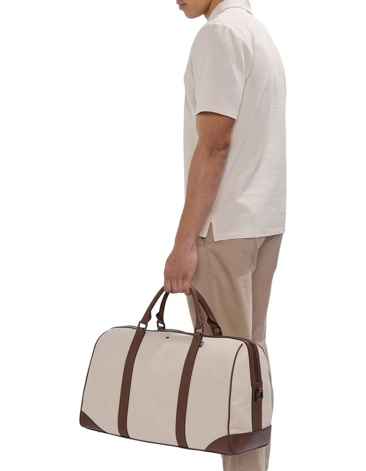 Ryder Leather Mix Holdall in Neutral/Tan image 5