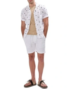 George Linen Short in White
