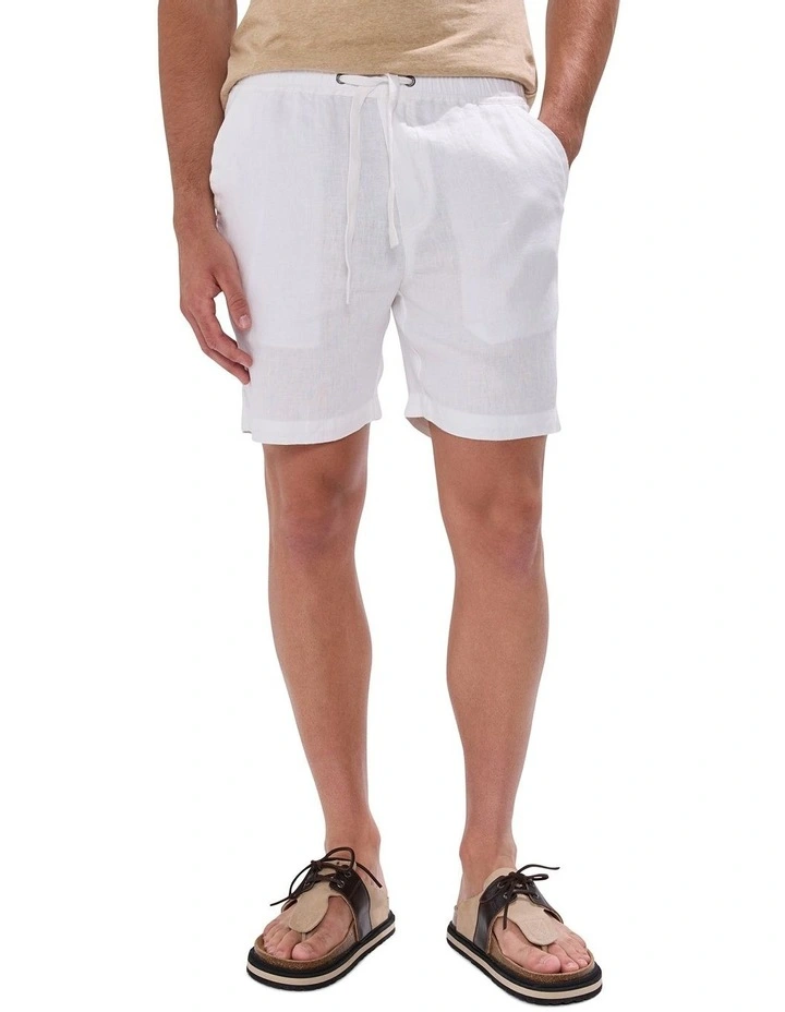 George Linen Short in White image 2