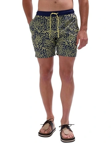 Once And Coral Swim Short in Navy Multi