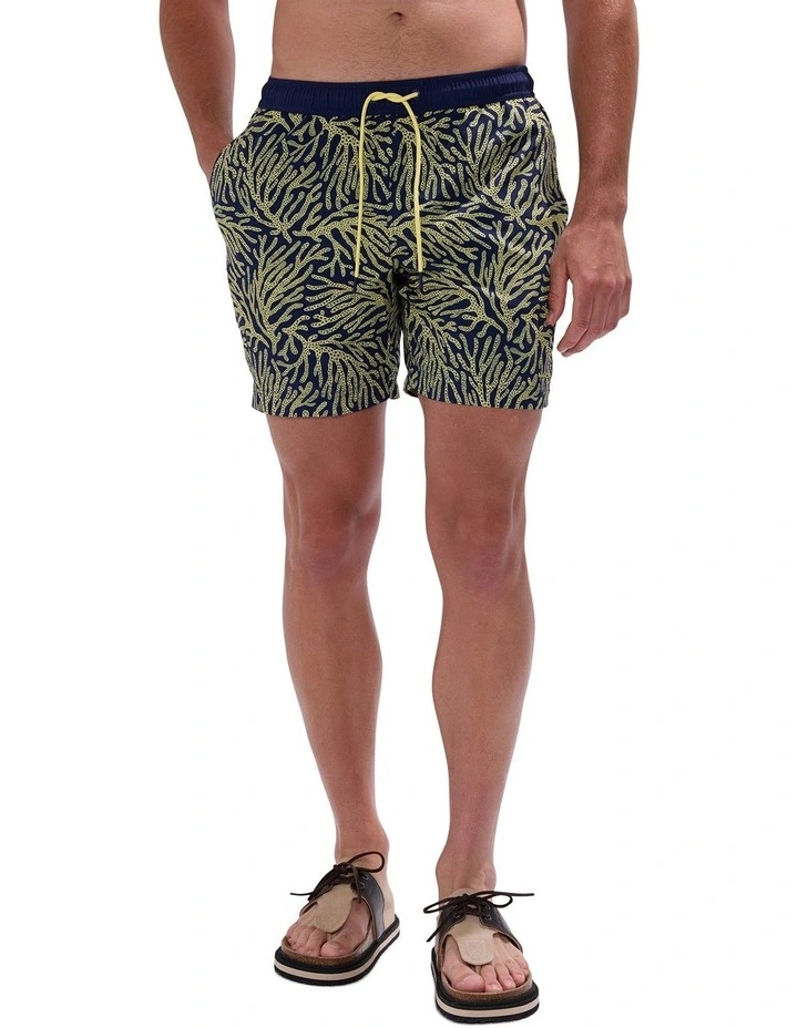Once And Coral Swim Short in Navy Multi image 2