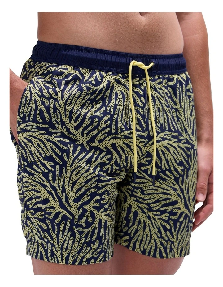 Once And Coral Swim Short in Navy Multi image 3