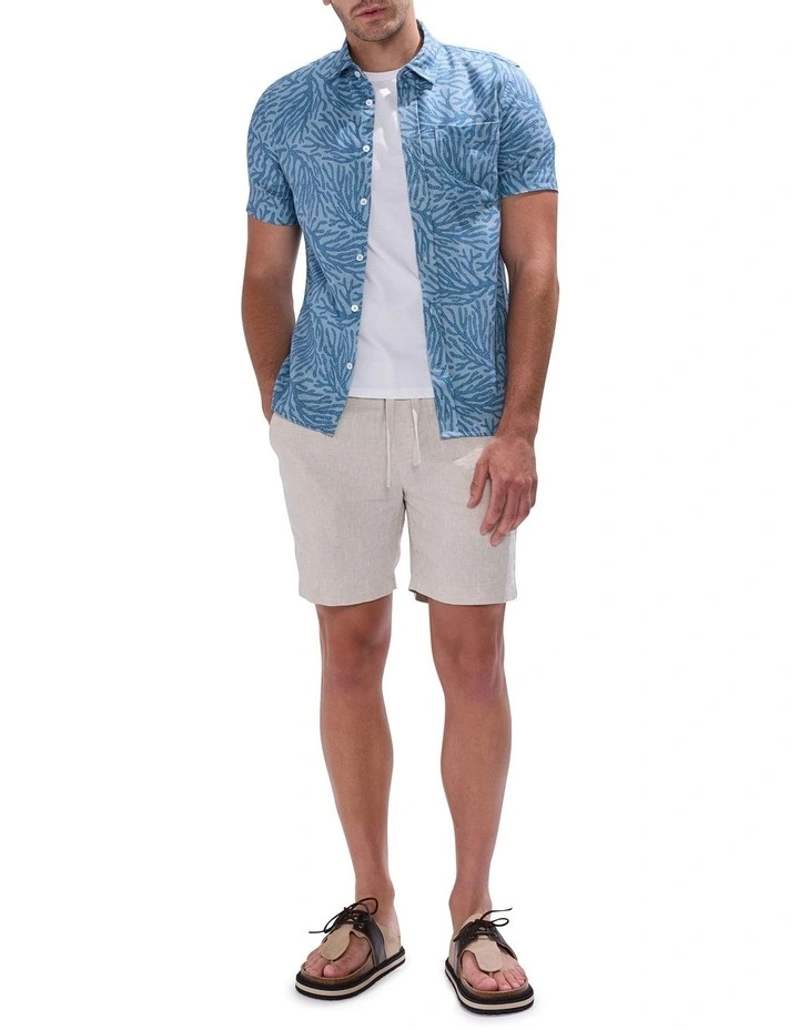 Once And Coral Linen Mix Shirt in Blue Multi image 2