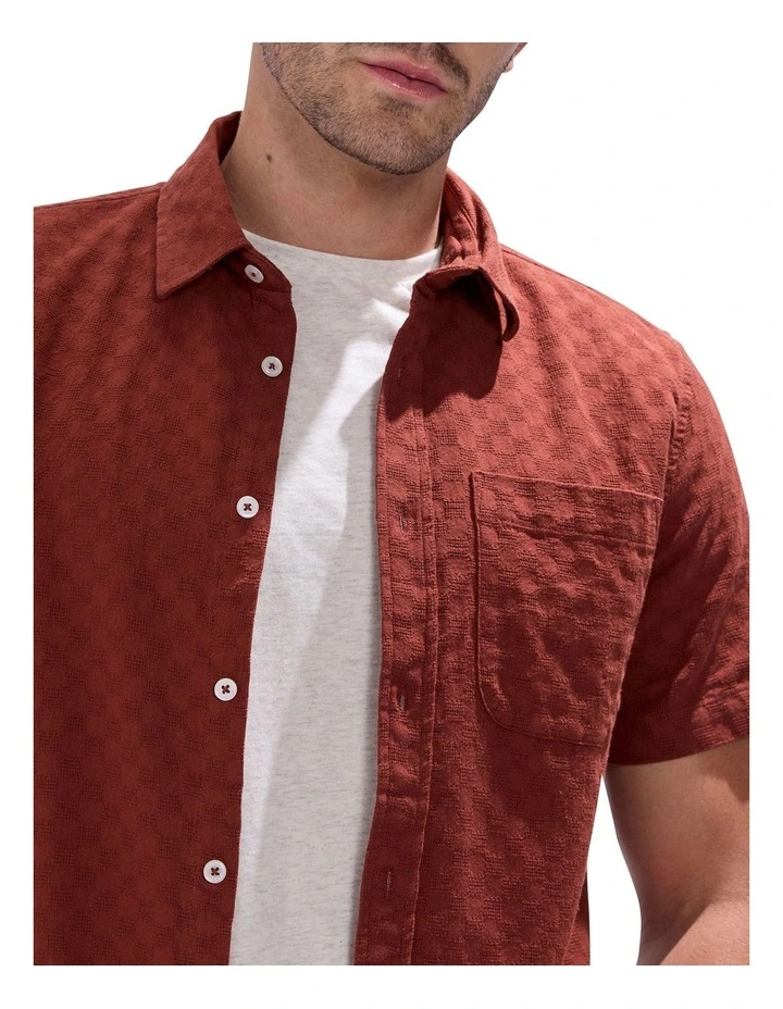 Jay Check Shirt in Spice Red image 3