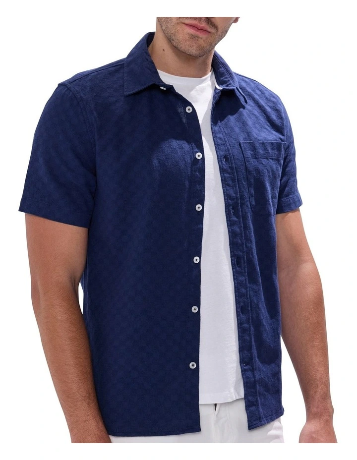 Jay Check Shirt in Navy image 1