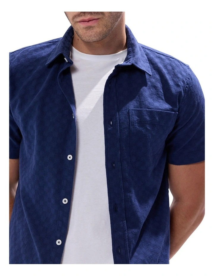 Jay Check Shirt in Navy image 3