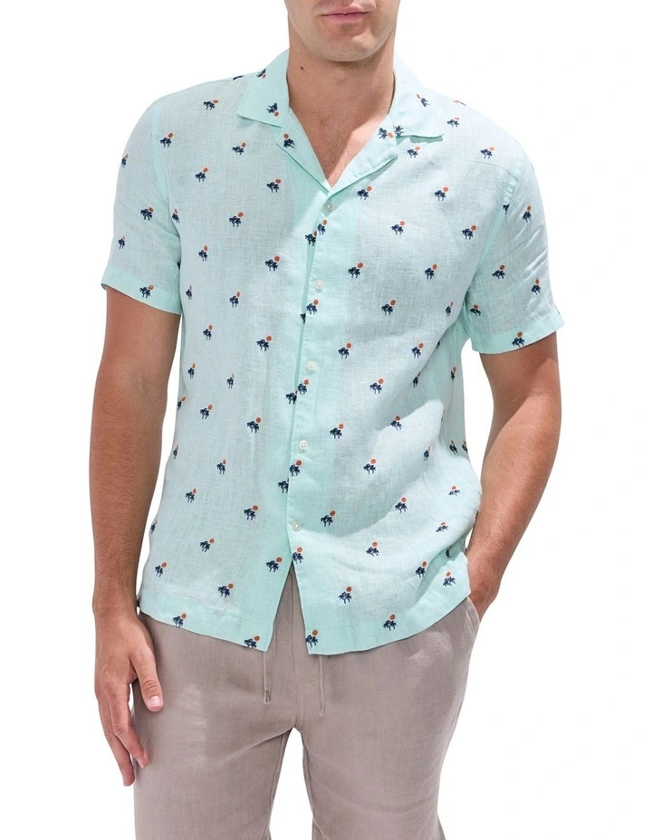 At Palms Reach Linen Shirt in Light Cyan Blue image 1