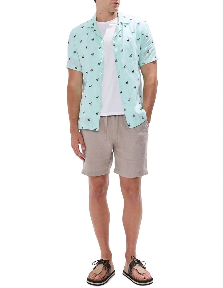 At Palms Reach Linen Shirt in Light Cyan Blue image 2