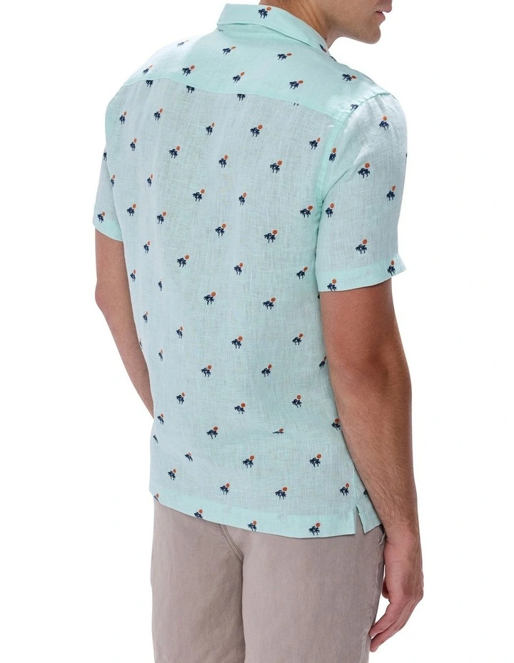 At Palms Reach Linen Shirt in Light Cyan Blue image 4