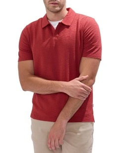 Andrew Textured Polo Shirt in Rust