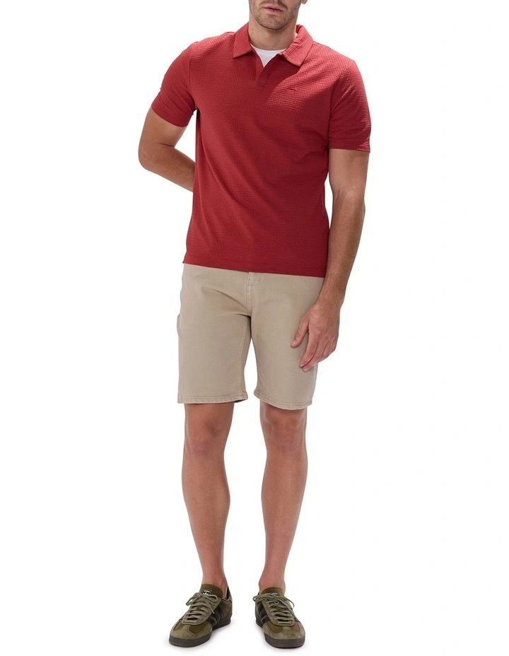 Andrew Textured Polo Shirt in Rust image 2