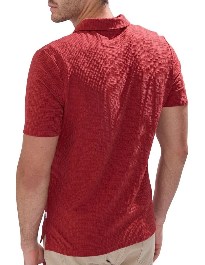 Andrew Textured Polo Shirt in Rust image 4