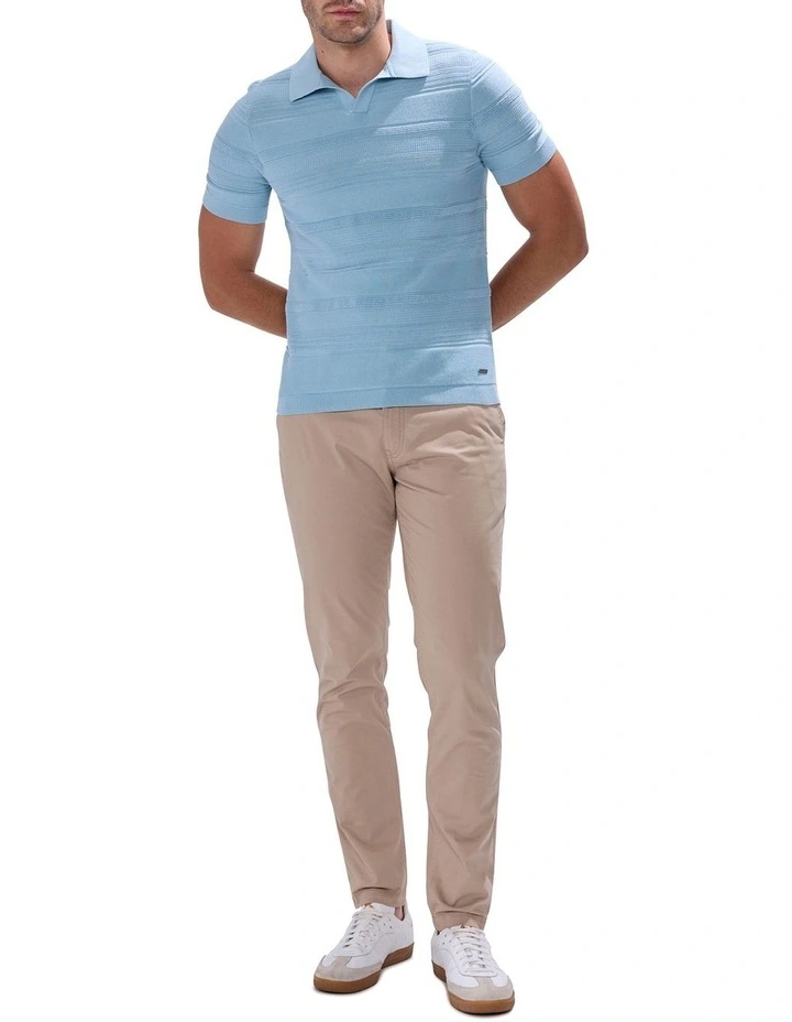 Kole Cotton Jacquard Knit Polo in Sky Blue image 2
