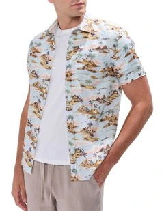 Island Of Dreams Linen Shirt in Blue Multi