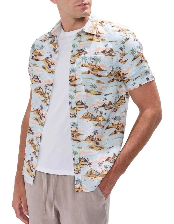 Island Of Dreams Linen Shirt in Blue Multi image 1