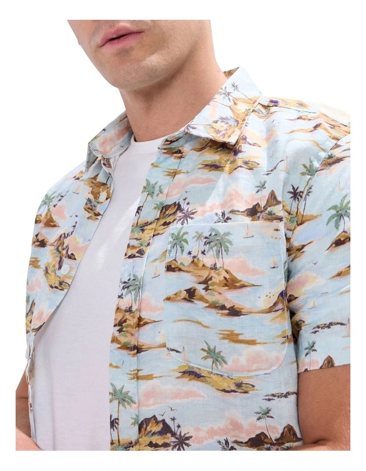 Island Of Dreams Linen Shirt in Blue Multi image 3