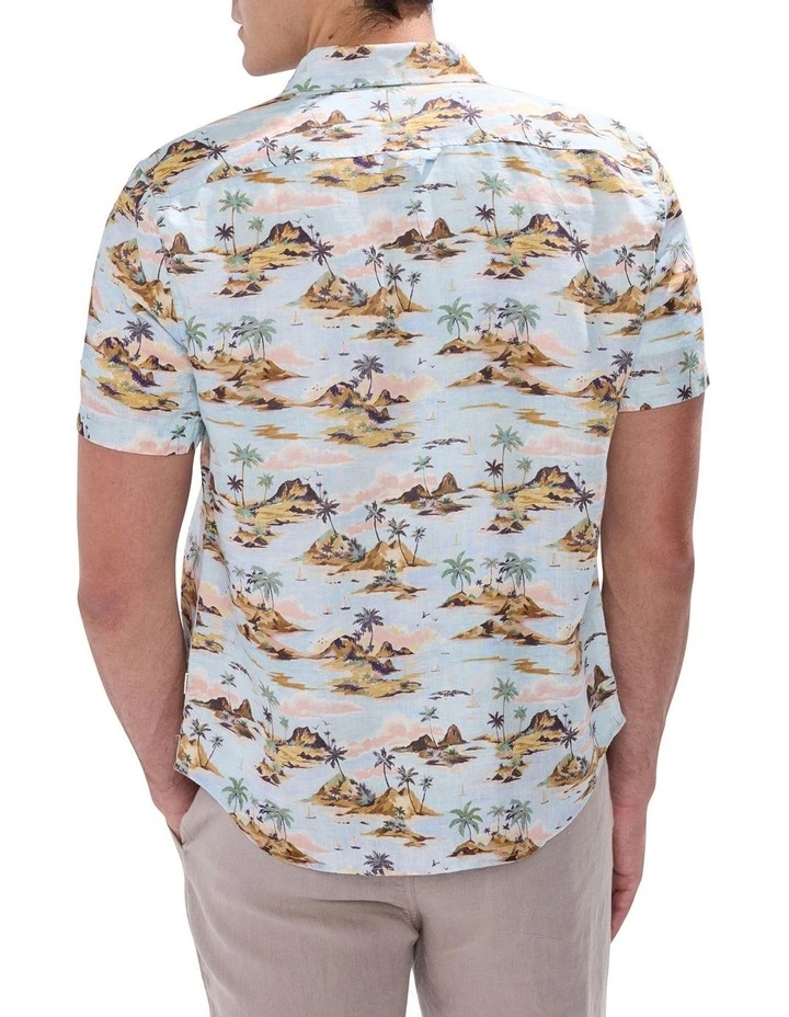 Island Of Dreams Linen Shirt in Blue Multi image 4