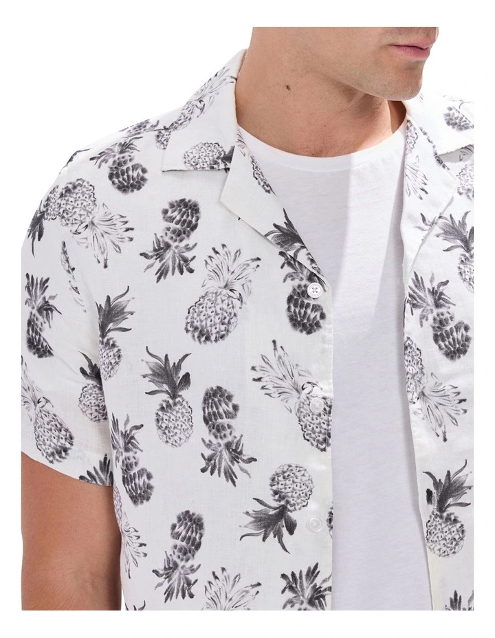 Pina Colada Linen Shirt in White Multi image 3