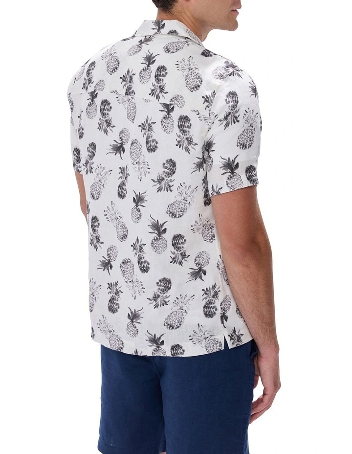 Pina Colada Linen Shirt in White Multi image 5