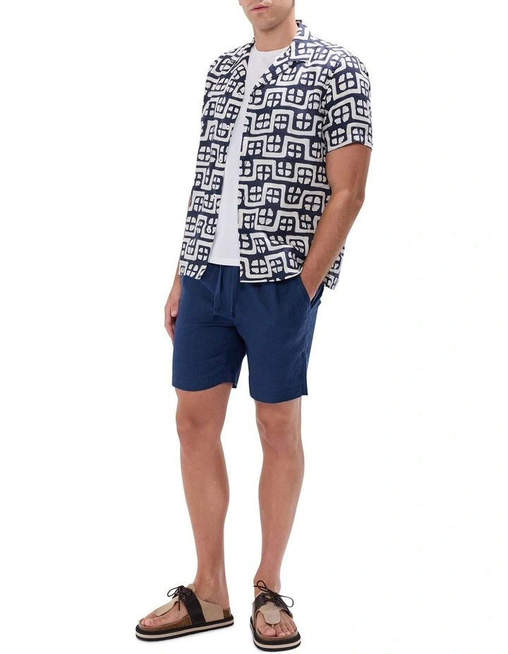 Rush Rush Geo Linen Shirt in Blue image 2
