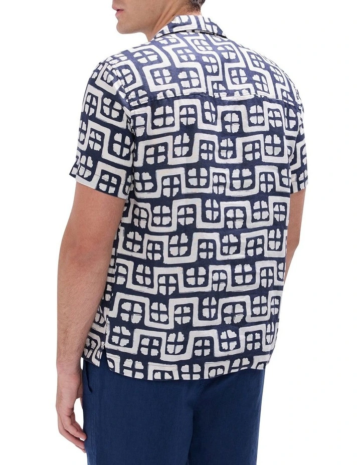 Rush Rush Geo Linen Shirt in Blue image 5