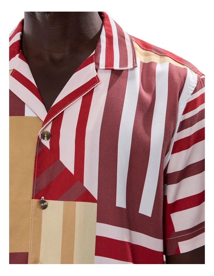 Crowley Patchwork Shirt in Red Multi image 3