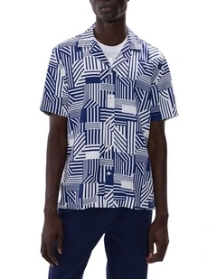 Norman Patchwork Shirt in Blue Multi