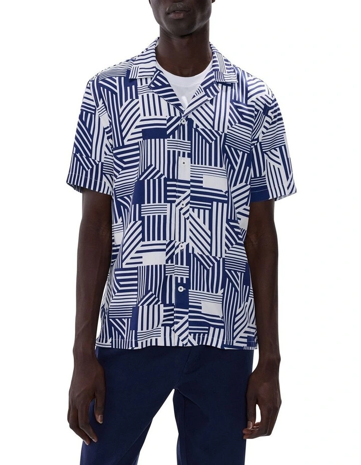 Norman Patchwork Shirt in Blue Multi image 1