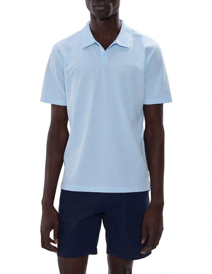 Andrew Textured Polo in Cerulean Blue image 1