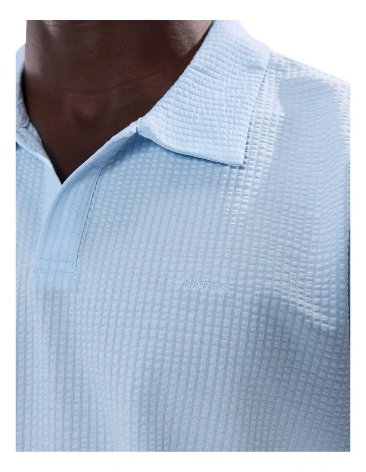 Andrew Textured Polo in Cerulean Blue image 3