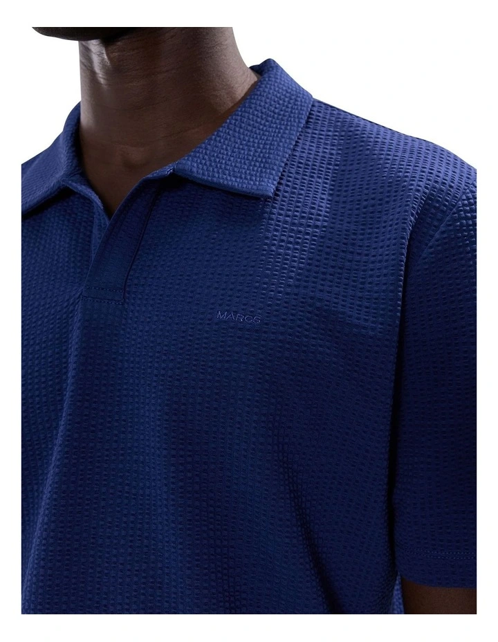Andrew Textured Polo in Navy image 3