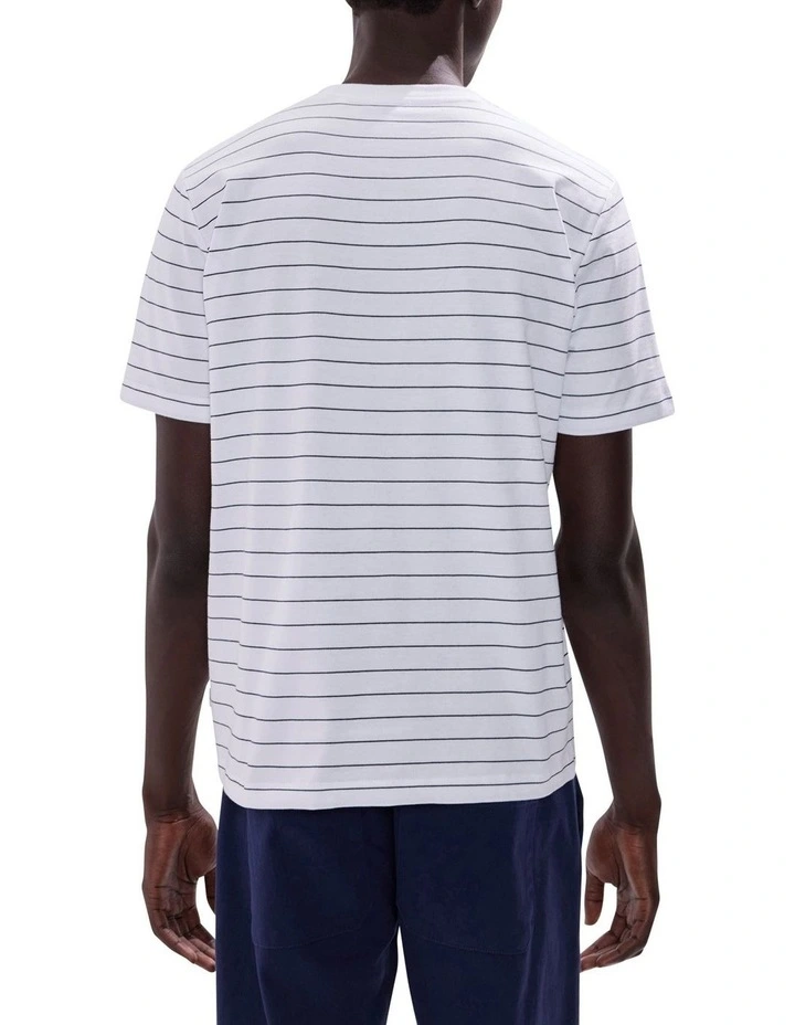 Marcs Logo Stripe Tee in White Stripe image 4