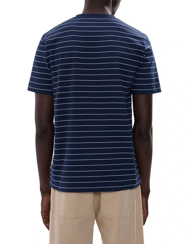 Marcs Logo Stripe Tee in Navy Stripe image 4