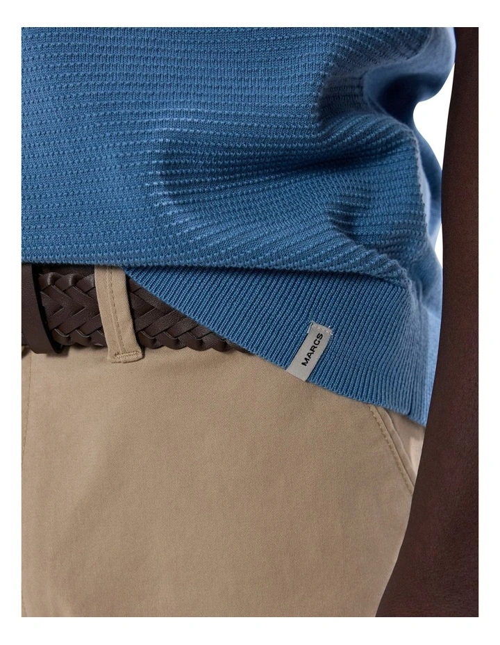 Noah Textured Knit Polo in Mid Blue image 4