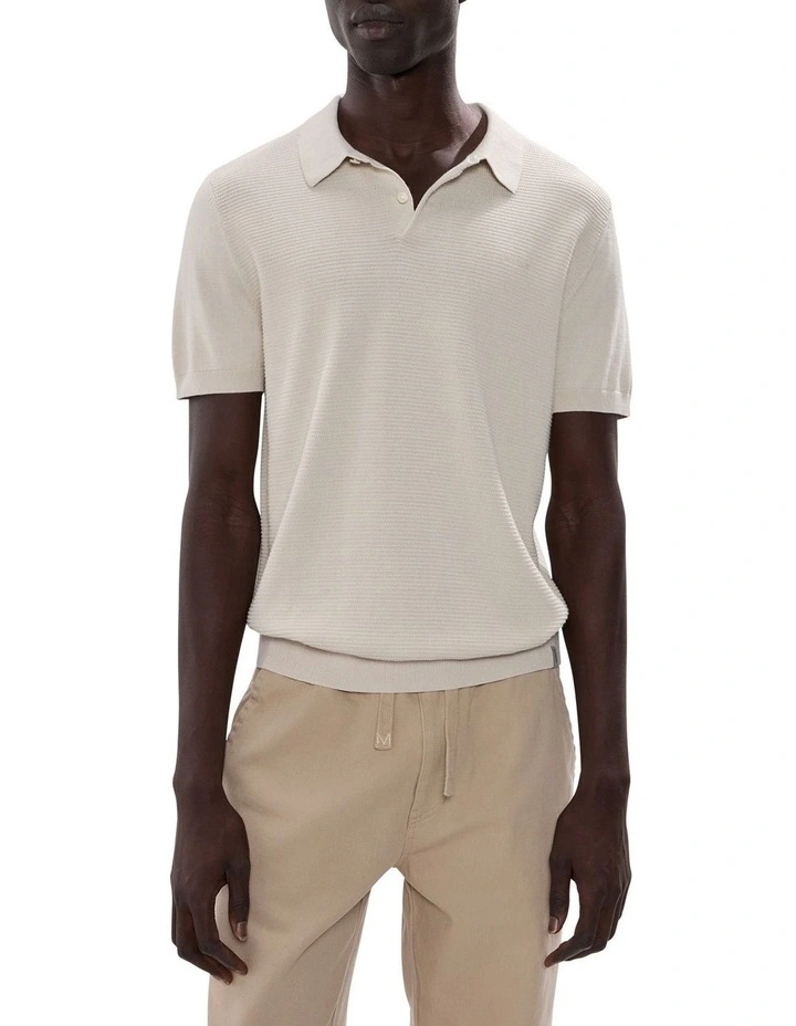 Noah Textured Knit Polo in Birch image 1