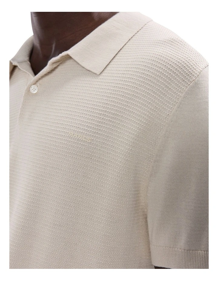 Noah Textured Knit Polo in Birch image 3