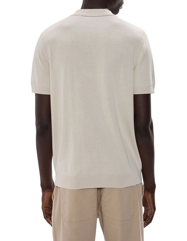Noah Textured Knit Polo in Birch image 4