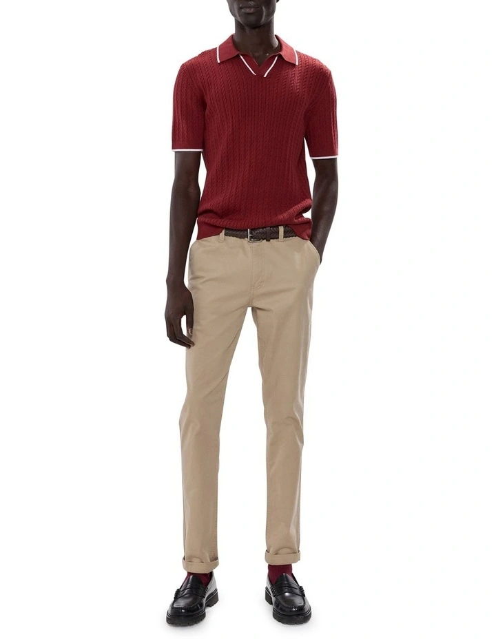 Kelly Cable Knit Polo in Dark Henna image 2