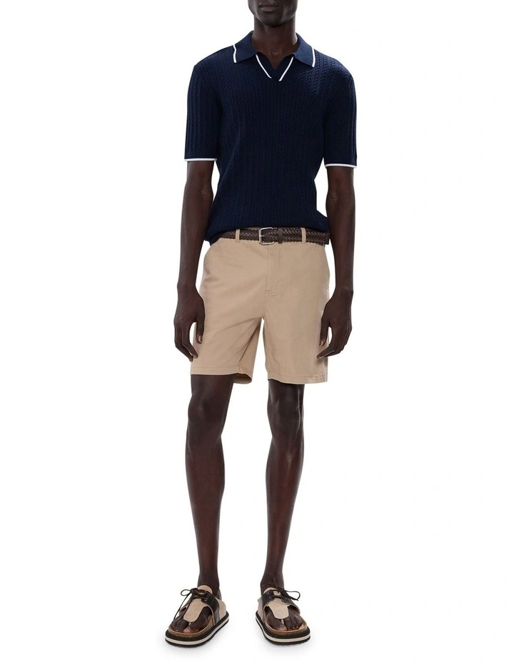 Kelly Cable Knit Polo in Navy image 2