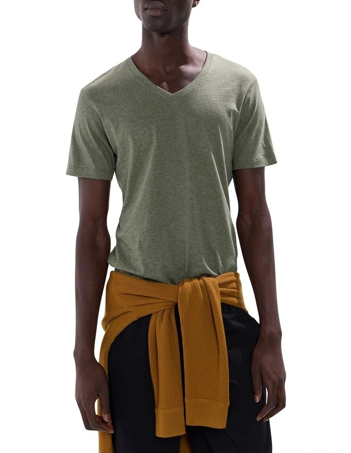 Marle Arnie V Neck in Forest Marle image 1
