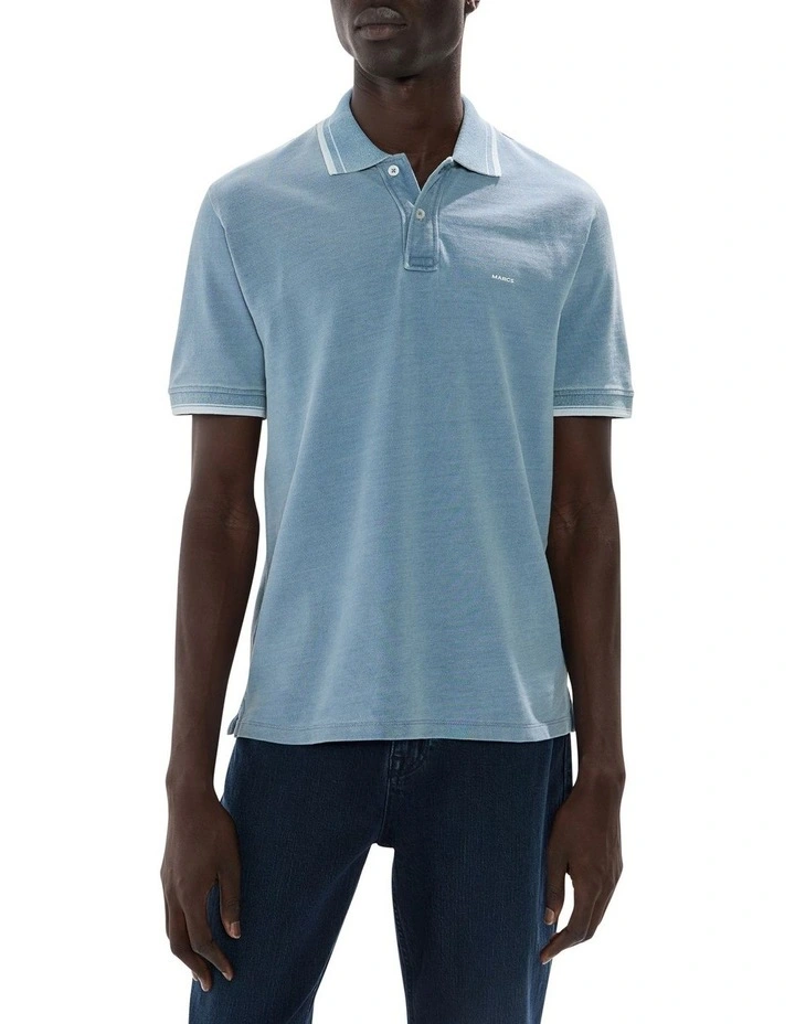 Cain Cotton Polo in Washed Indigo image 1