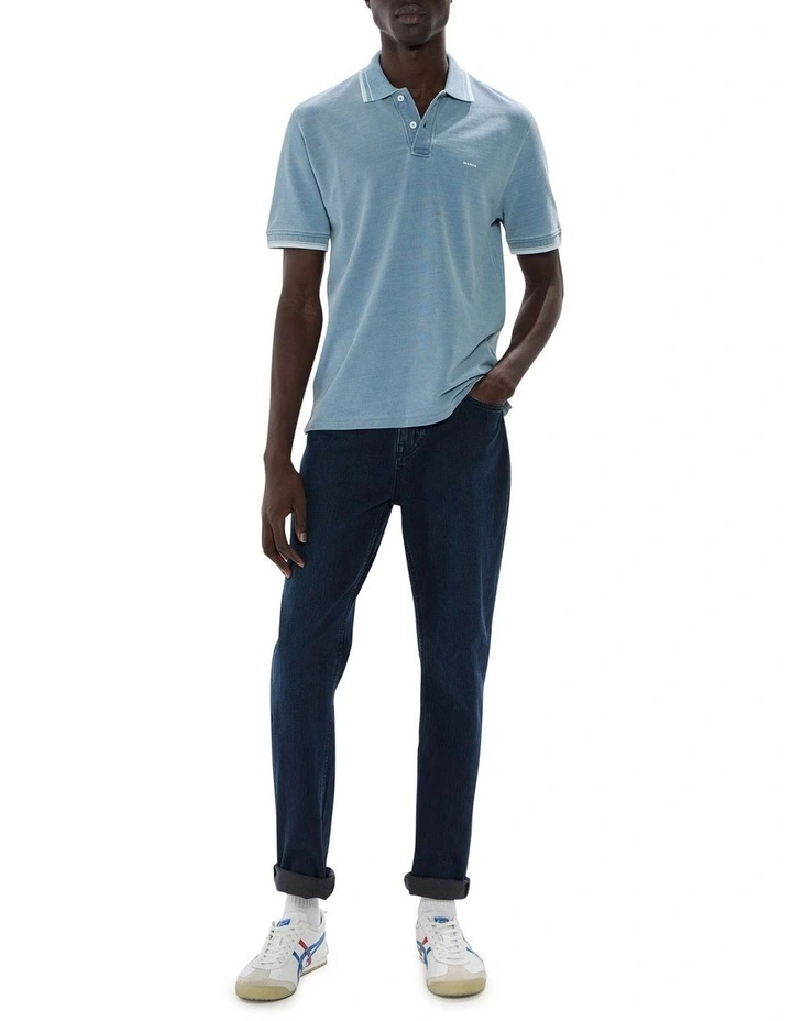 Cain Cotton Polo in Washed Indigo image 2